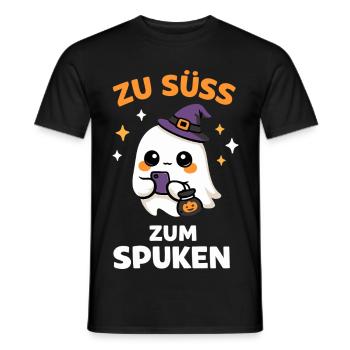 Zu süß zum Spuken – Kawaii-Geist mit Hexenhut - Männer T-Shirt - Schwarz - Vorne - AI Model Male 178 light (178cm)