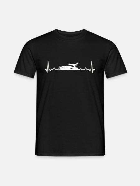Motorboot Yacht Boot Herzschlag - Geschenk - Männer T-Shirt - Schwarz