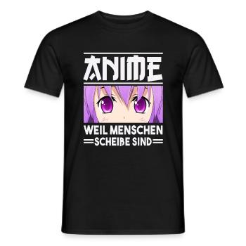 Anime weil Menschen scheiße sind - Lustiges Japan - Männer T-Shirt - Schwarz - Vorne - AI Model Male 178 light (178cm)
