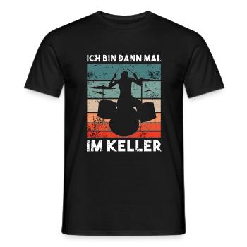 Ich bin dann mal im Keller - Drummer Geschenk - Männer T-Shirt - Schwarz - Vorne - AI Model Male 178 light (178cm)
