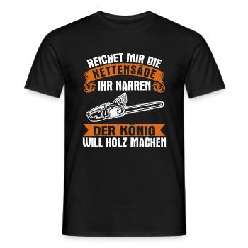 Lustiger Spruch Kettensäge Holz machen - Männer T-Shirt - Schwarz - Vorne - AI Model Male 178 light (178cm)