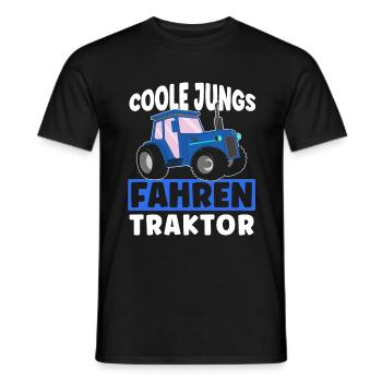 Coole Jungs fahren Traktor - Kinder Jungen Trekker - Männer T-Shirt - Schwarz - Vorne - AI Model Male 178 light (178cm)