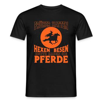 Hexe Reiterin Pferd Motiv Reiten Lustiger Pferde - Männer T-Shirt - Schwarz - Vorne - AI Model Male 178 light (178cm)