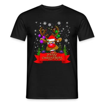 Christmas gift idea reindeer! Merry Christmas - Men's T-Shirt - black - Front - AI Model Male 178 light (178cm)