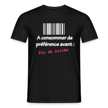 T-shirt Humour célibataire : A consommer - T-shirt homme - noir - Devant - AI Model Male 178 light (178cm)