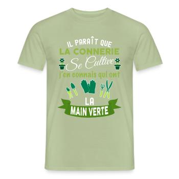 Humour connerie, blague drôle - T-shirt homme - vert sauge - Devant - AI Model Male 178 light (178cm)