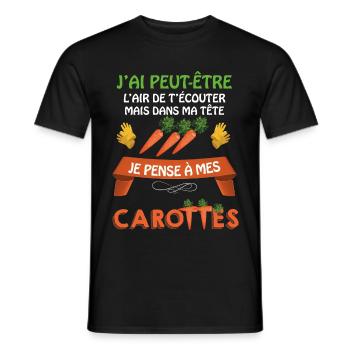 Je Pense A Mes Carottes Humour Jardinage - T-shirt homme - noir - Devant - AI Model Male 178 light (178cm)