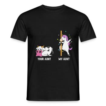 Unicorn Cow Your Aunt My Aunt Gift EN - Men's T-Shirt - black - Front - AI Model Male 178 light (178cm)