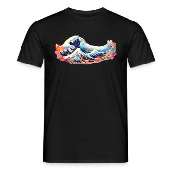 Japanese Wave the Great Wave of Kanagawa - Men's T-Shirt - black - Front - AI Model Male 178 light (178cm)