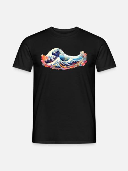 Japanische Welle the Great Wave of Kanagawa - Männer T-Shirt - Schwarz