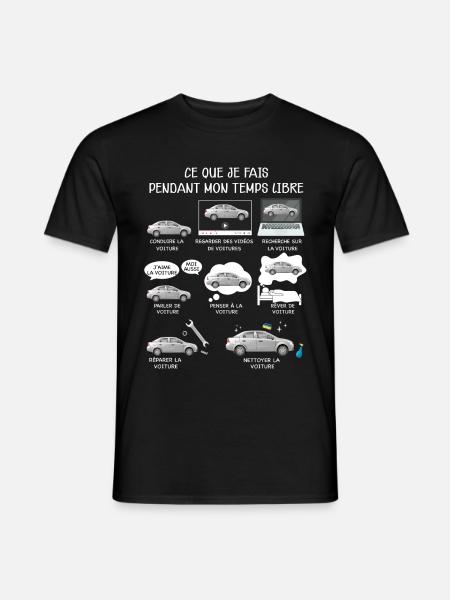 Voiture humour mon temps libre - T-shirt homme - noir