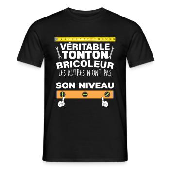Tonton bricoleur humour citaiton pour mon oncle - T-shirt homme - noir - Devant - AI Model Male 178 light (178cm)