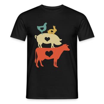 Vegan vegan vegan animaux coeur - T-shirt homme - noir - Devant - AI Model Male 178 light (178cm)