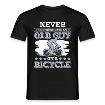 old man cycling - Men's T-Shirt - black - Front - AI Model Male 178 light (178cm)