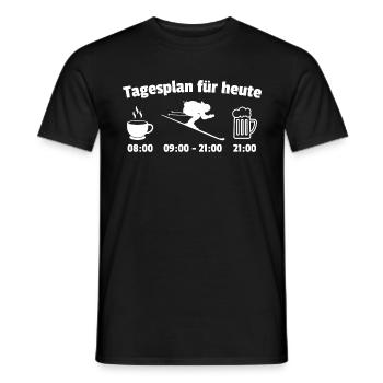 Tagesplan Kaffee Skifahren Bier Ski Piste Geschenk - Männer T-Shirt - Schwarz - Vorne - AI Model Male 178 light (178cm)