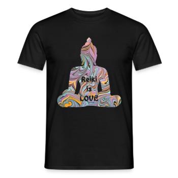 reiki with buddha e 14 - Men's T-Shirt - black - Front - AI Model Male 178 light (178cm)