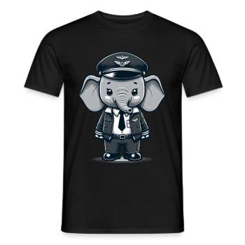 Cute Elephant Pilot - Männer T-Shirt - Schwarz - Vorne - AI Model Male 178 light (178cm)