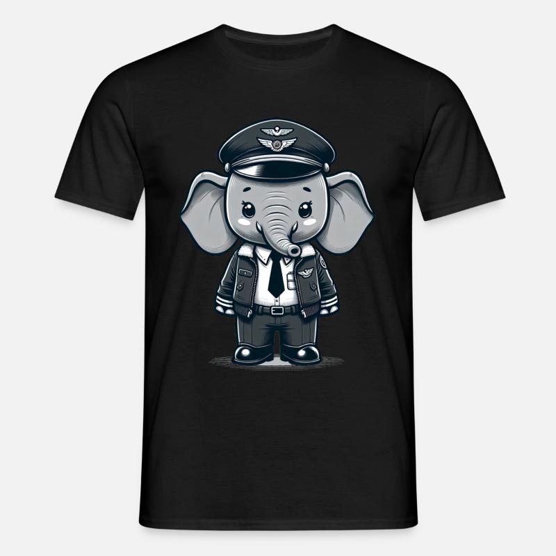 Cute Elephant Pilot - Männer T-Shirt - Schwarz