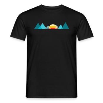 Soleil et montagnes I Motif géométrique I cadeau - T-shirt homme - noir - Devant - AI Model Male 178 light (178cm)