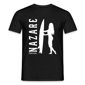 Nazare Surfer Girl Portugal - Men's T-Shirt - black - Front - AI Model Male 178 light (178cm)