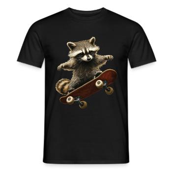 Raccoon Skateboard - Men's T-Shirt - black - Front - AI Model Male 178 light (178cm)