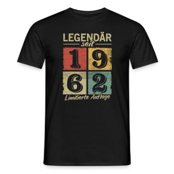 Legendär seit 1962 - Geburtsjahr 1962 vintage - Männer T-Shirt - Schwarz - Vorne - AI Model Male 178 light (178cm)