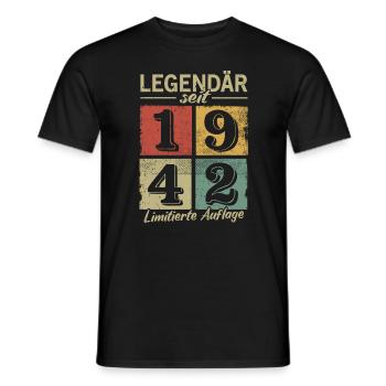 Legendär seit 1942 - Geburtsjahr 1942 vintage - Männer T-Shirt - Schwarz - Vorne - AI Model Male 178 light (178cm)