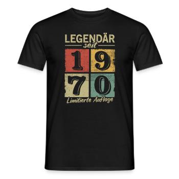 Legendär seit 1970 - Geburtsjahr 1970 vintage - Männer T-Shirt - Schwarz - Vorne - AI Model Male 178 light (178cm)