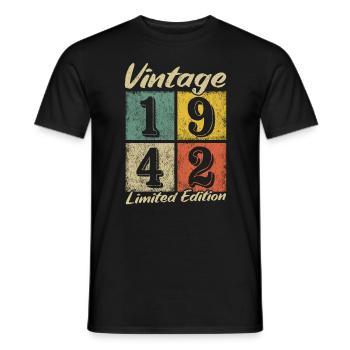 Légende depuis 1942 - année de naissance 1942 vintage - T-shirt homme - noir - Devant - AI Model Male 178 light (178cm)