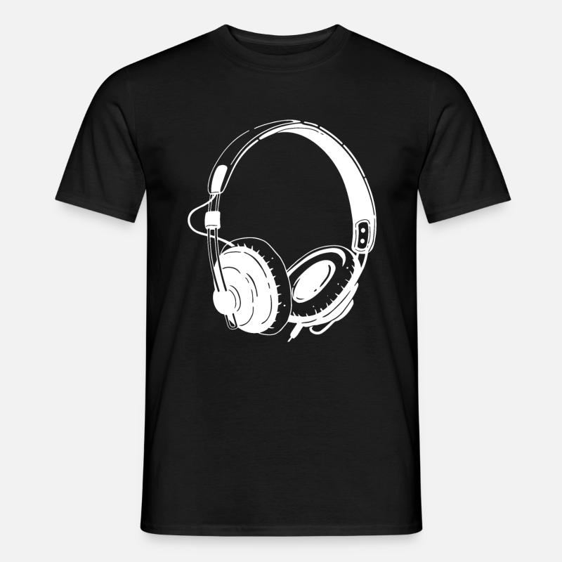 Kopfhörer - Männer T-Shirt - Schwarz