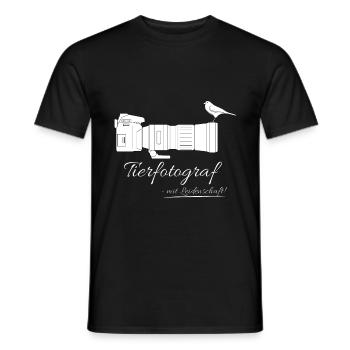 Tierfotograf mit Leidenschaft - Kamera mit Vogel - Männer T-Shirt - Schwarz - Vorne - AI Model Male 178 light (178cm)