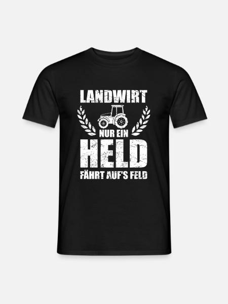 Landwirt Nur ein Held fährt aufs Feld Spruch Retro - Männer T-Shirt - Schwarz