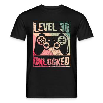 NIVEAU 30 DÉBLOQUÉ Trentième anniversaire. Gamers. - T-shirt homme - noir - Devant - AI Model Male 178 light (178cm)