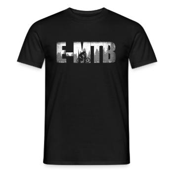 E-MTB forest mountain bike E-bike E bike - Men's T-Shirt - black - Front - AI Model Male 178 light (178cm)