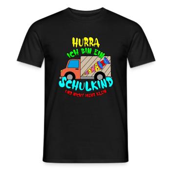 Einschulung 2020 Hurra ich bin ein Schulkind - Männer T-Shirt - Schwarz - Vorne - AI Model Male 178 light (178cm)