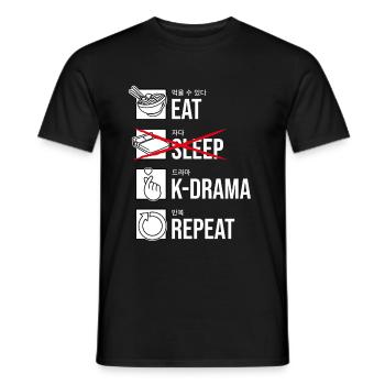 Eat Sleep K-Drama Repeat, coréen - T-shirt homme - noir - Devant - AI Model Male 178 light (178cm)