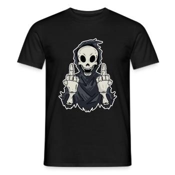 Grim Reaper montre les deux doigts du milieu - T-shirt homme - noir - Devant - AI Model Male 178 light (178cm)
