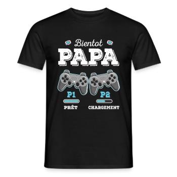 Bientôt Papa Annonce Grossesse Futur Père Gamer - T-shirt homme - noir - Devant - AI Model Male 178 light (178cm)