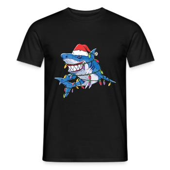 Santa Shark Weihnachtsbeleuchtung - Männer T-Shirt - Schwarz - Vorne - AI Model Male 178 light (178cm)