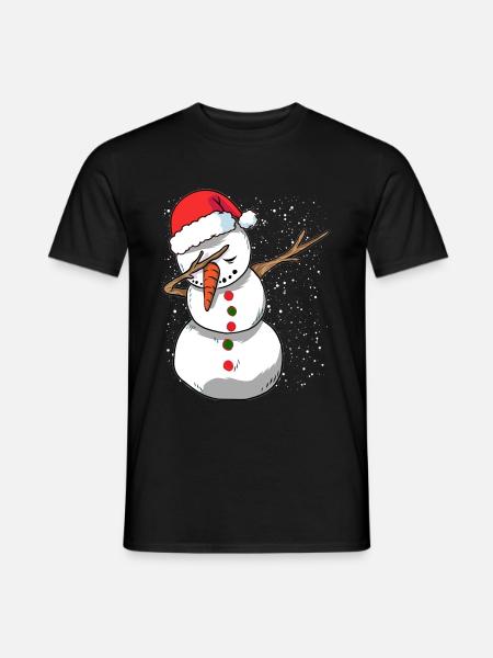 Tupfen Schneemann Santa Weihnachten - Männer T-Shirt - Schwarz