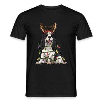 Kavalier König Charles Spaniel Santa Christmas Ligh - Männer T-Shirt - Schwarz - Vorne - AI Model Male 178 light (178cm)
