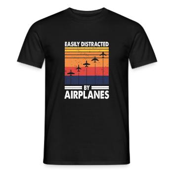 Facilement distrait par les avions Pilot Airplane Love - T-shirt homme - noir - Devant - AI Model Male 178 light (178cm)