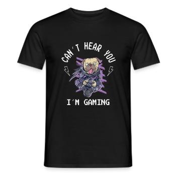 Can’t Hear You I’m Gaming Mops Kawaii - T-shirt homme - noir - Devant - AI Model Male 178 light (178cm)