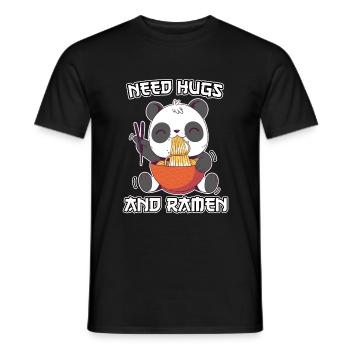 Ramen Panda Kawaii Need Hugs Anime Soupe de nouilles - T-shirt homme - noir - Devant - AI Model Male 178 light (178cm)