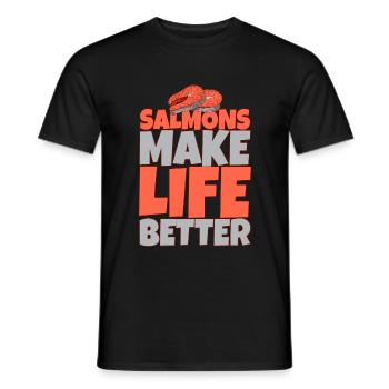 lustiger Lachs Spruch Fisch Fische - Männer T-Shirt - Schwarz - Vorne - AI Model Male 178 light (178cm)