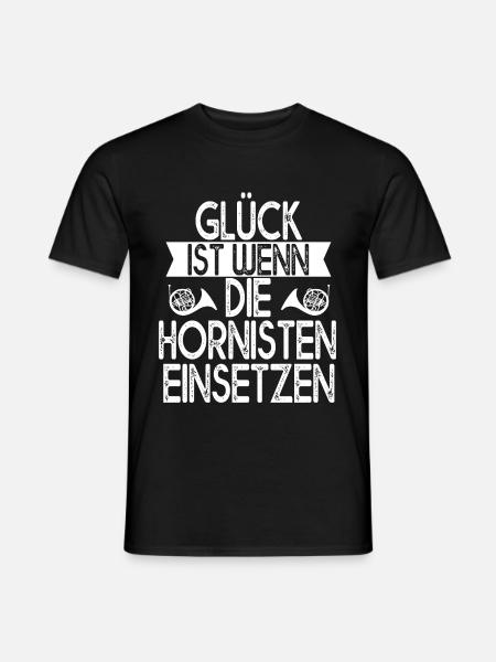 Horn Musik Hornist Waldhornspieler Hornisten - Männer T-Shirt - Schwarz