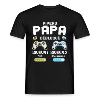 Niveau Papa Annonce Grossesse Futur Père Gamer - T-shirt homme - noir - Devant - AI Model Male 178 light (178cm)