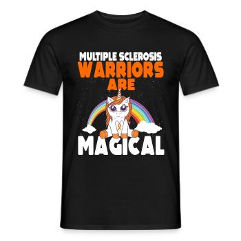 Multiple Sclerosis Magical Unicorn Orange Ribbon - Men's T-Shirt - black - Front - AI Model Male 178 light (178cm)