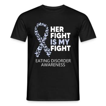 Eating Disorder Awareness Her Fight is my Warrior - Men's T-Shirt - black - Front - AI Model Male 178 light (178cm)