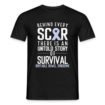 Bowel Syndrome Awareness Periwinkle Ribbon IBS - Men's T-Shirt - black - Front - AI Model Male 178 light (178cm)